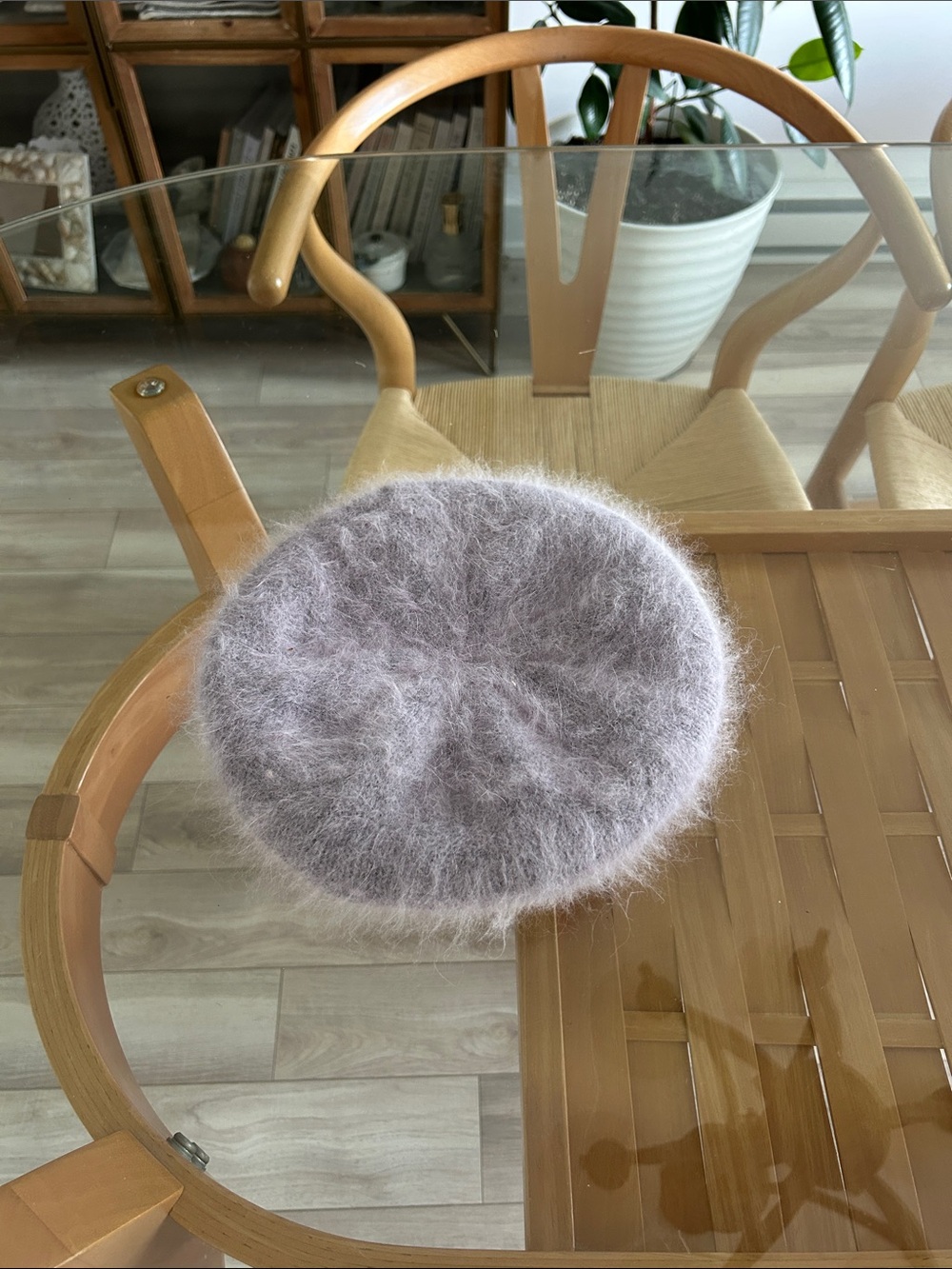 Vintage Angora Wool Soft Fuzzy Beret in Dusty Lavender